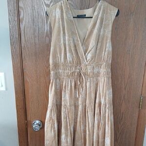 Tommy Hilfiger Gold Pleated Wrap Maxi Dress